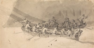 Two Boats with Crews, Study for The Royal William at Sea by Samuel Scott